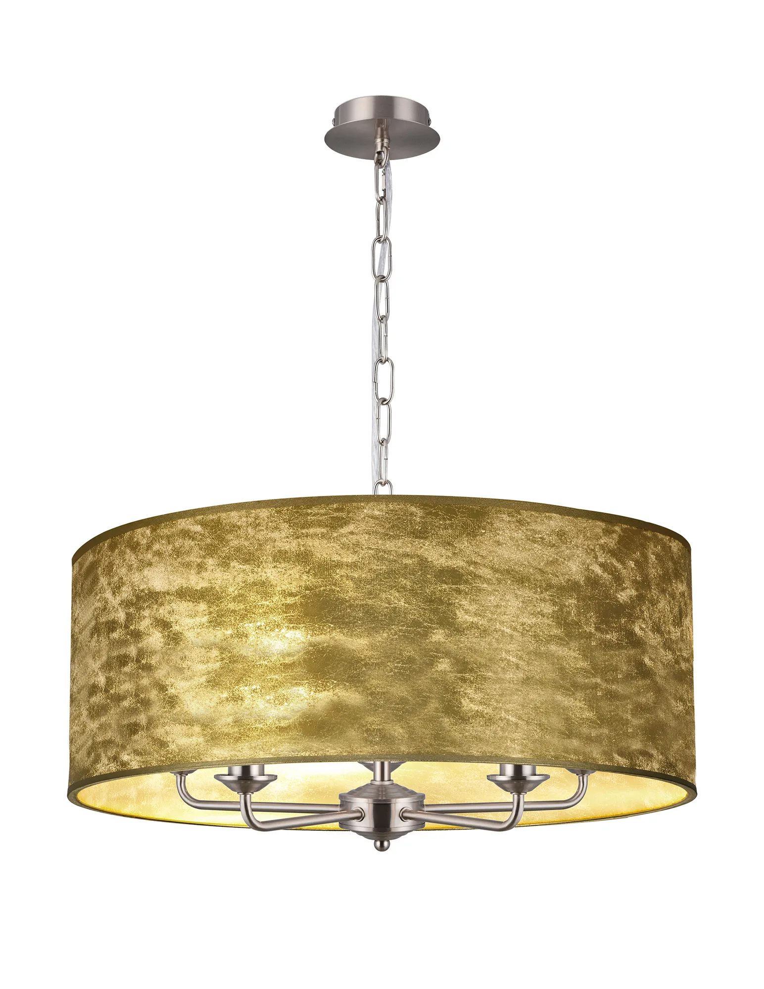 Banyan 60cm 5 Light Pendant Satin Nickel; Gold Leaf